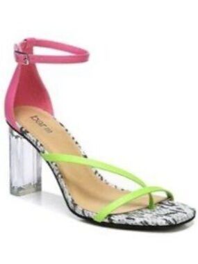 Brand New BAR III Women's Multi Smooth Blakke Square-Toe Ankle-Strap Block-Heel